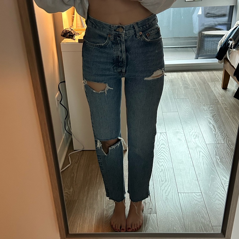 BDG Dark Blue Ripped Boyfriend Jeans
